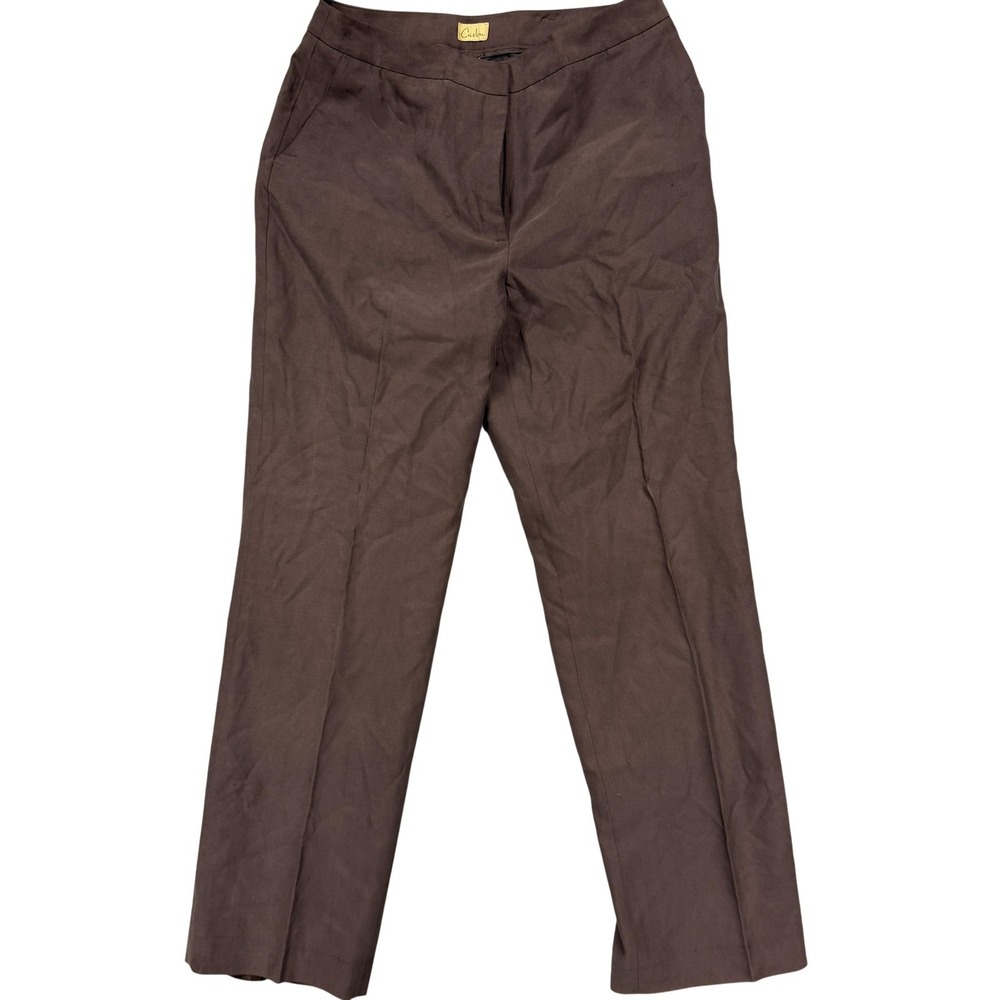 Caslon Pants Womens 12 Brown Twill Straight Leg Pockets Career Work Office